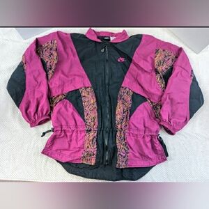 Nike Track Suit Windbreaker Jacket Womens Medium Vintage 90s Maroon Purple Black